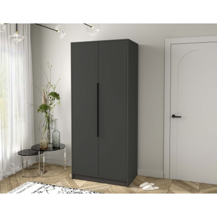 Шкаф распашной КТ-Ш2 (Антрацит ЛДСП/ Антрацит ЛДСП) Ш918 В2128 Г547