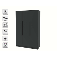 Шкаф распашной КТ-Ш3 (Антрацит ЛДСП/ Антрацит ЛДСП) Ш1360 В2128 Г547