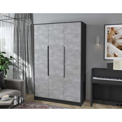 Шкаф распашной КТ-Ш3 (Антрацит ЛДСП/ Бетон ЛДСП) Ш1360 В2128 Г547