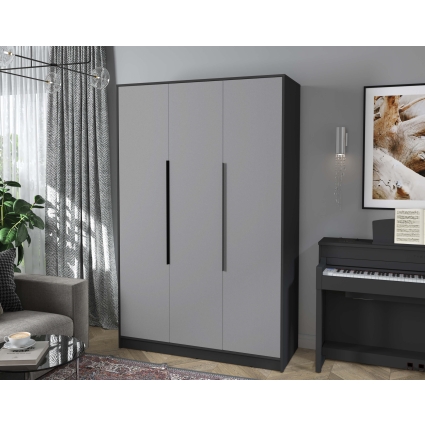 Шкаф распашной КТ-Ш3 (Антрацит ЛДСП/ Серебро ЛДСП) Ш1360 В2128 Г547