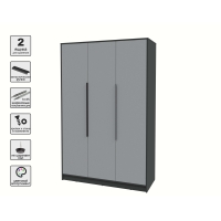 Шкаф распашной КТ-Ш3 (Антрацит ЛДСП/ Серебро ЛДСП) Ш1360 В2128 Г547