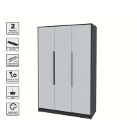 Шкаф распашной КТ-Ш3 (Антрацит ЛДСП/ Серый ЛДСП) Ш1360 В2128 Г547