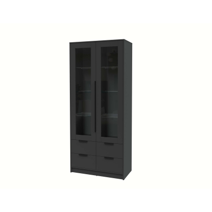 Шкаф с витриной КТ-ШВ2 (Антрацит ЛДСП/ Антрацит ЛДСП) Ш918 В2128 Г451