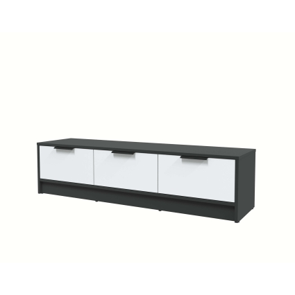 Тумба КТ-ТВ3-35 (Антрацит ЛДСП/ Белый платинум ЛДСП) Ш1360 В348 Г355