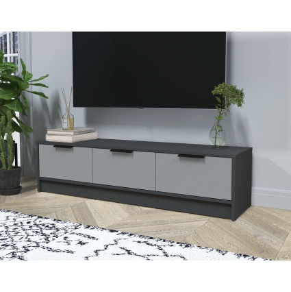 Тумба КТ-ТВ3-35 (Антрацит ЛДСП/ Серебро ЛДСП) Ш1360 В348 Г355