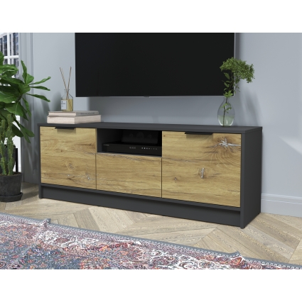 Тумба КТ-ТВ3-50 (Антрацит ЛДСП/ Дуб нокс ЛДСП) Ш1360 В495 Г355