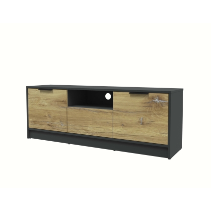 Тумба КТ-ТВ3-50 (Антрацит ЛДСП/ Дуб нокс ЛДСП) Ш1360 В495 Г355