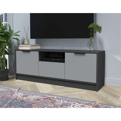 Тумба КТ-ТВ3-50 (Антрацит ЛДСП/ Серебро ЛДСП) Ш1360 В495 Г355