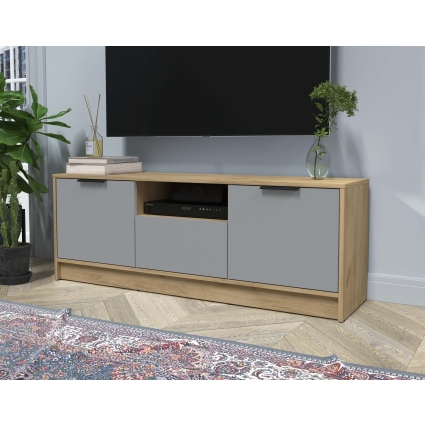 Тумба КТ-ТВ3-50 (Дуб золотой ЛДСП/ Серебро ЛДСП) Ш1360 В495 Г355