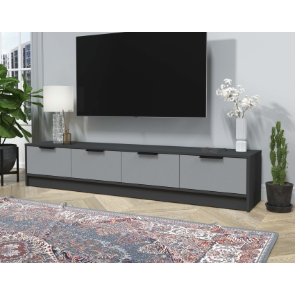 Тумба КТ-ТВ4-35 (Антрацит ЛДСП/ Серебро ЛДСП) Ш1800 В348 Г355