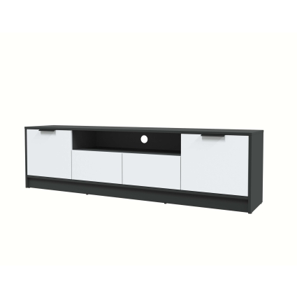 Тумба КТ-ТВ4-50 (Антрацит ЛДСП/ Белый платинум ЛДСП) Ш1800 В495 Г355