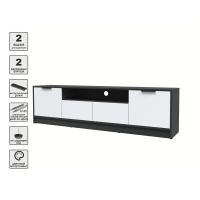 Тумба КТ-ТВ4-50 (Антрацит ЛДСП/ Белый платинум ЛДСП) Ш1800 В495 Г355