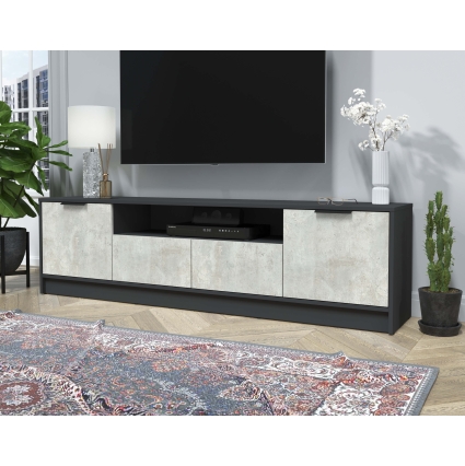 Тумба КТ-ТВ4-50 (Антрацит ЛДСП/ Бетон лайт ЛДСП) Ш1800 В495 Г355