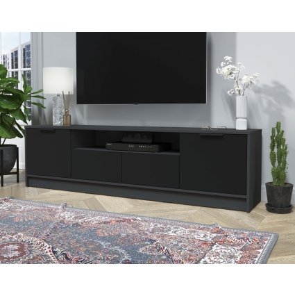 Тумба КТ-ТВ4-50 (Антрацит ЛДСП/ Черный ЛДСП) Ш1800 В495 Г355