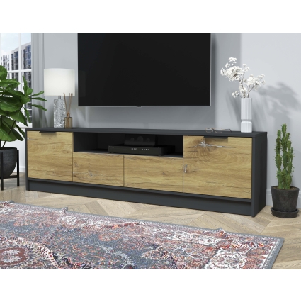 Тумба КТ-ТВ4-50 (Антрацит ЛДСП/ Дуб нокс ЛДСП) Ш1800 В495 Г355