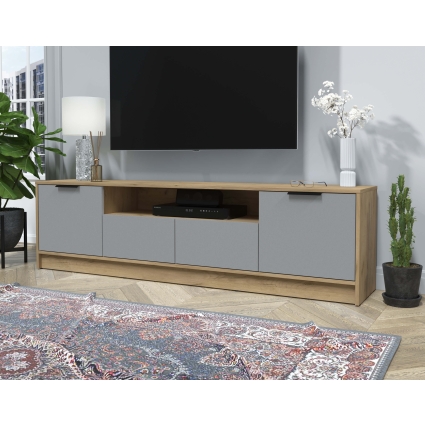 Тумба КТ-ТВ4-50 (Дуб золотой ЛДСП/ Серебро ЛДСП) Ш1800 В495 Г355
