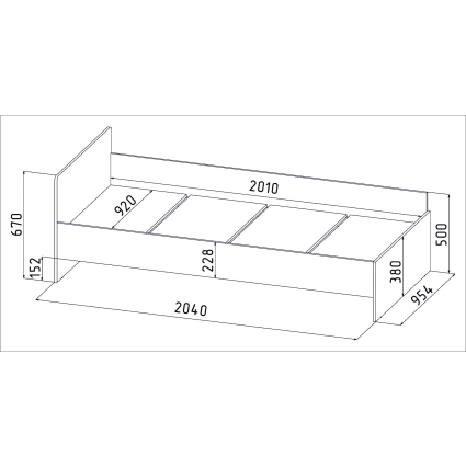 Кровать детская "Анеси-4" Ш950 В670 Г2040 (Дуб золотой)