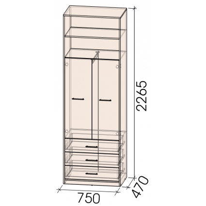 Шкаф комбинированный Innova-V01 (Вудлайн кремовый)/ Ш750 Г470 В2265
