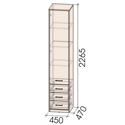 Шкаф комбинированный Innova-V02 (Дуб санома)/ Ш450 Г470 В2265