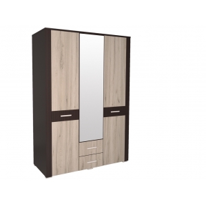 Шкаф комбинированный с зеркалом КЛ-02 Ш1422 В2020 Г580 (Дуб серый/ Венге)
