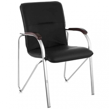 Офисный стул для посетителей "САМБА" экстра мукс кож/зам черный 530х460х930