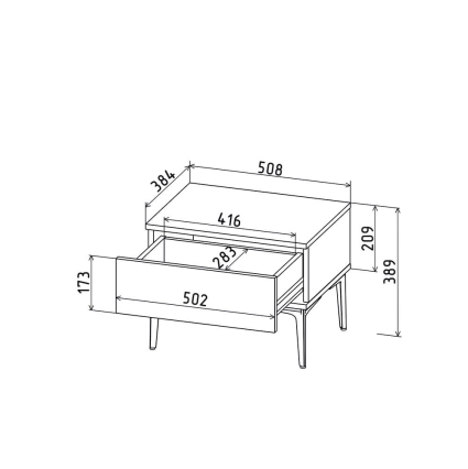 Тумба прикроватная Linea-01 (Дуб Гринвич/ Черный) Ш508 В389 Г384