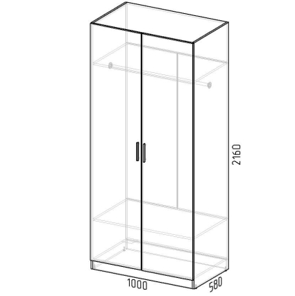 Шкаф распашной Марсель МР 06 L1 (ЛДСП Графит серый) Ш1000 В2160 Г580