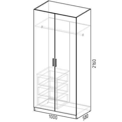 Шкаф распашной Марсель МР 09 L1 (ЛДСП Дуб крафт золотой) Ш1000 В2160 Г580