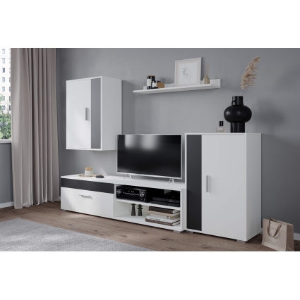 Набор мебели для гостиной NEO-4 (Белый платинум/ Черный) Ш1900 В1200 Г350