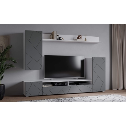 Набор мебели для гостиной NEO-5 (Серый софт/ Белый) Ш2130 В1700 Г330 Без подсветки