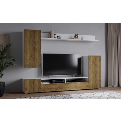 Набор мебели для гостиной NEO-5 (Дуб Вотан/ Белый) Ш2130 В1700 Г330 Без подсветки