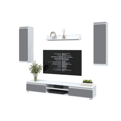 Набор мебели для гостиной NEO-10 (Белый платинум/ Серый) Ш2955 В13250 Г335
