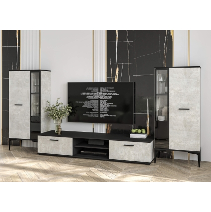Набор мебели для гостиной NEO-8 (Черный/ Бетон лайт) Ш2955 В13250 Г335