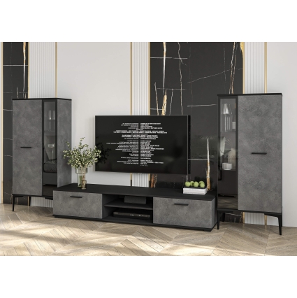 Набор мебели для гостиной NEO-8 (Черный/ Бетон портленд) Ш2955 В13250 Г335