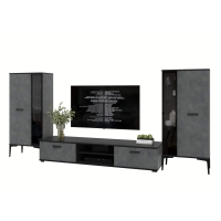 Набор мебели для гостиной NEO-8 (Черный/ Бетон портленд) Ш2955 В13250 Г335