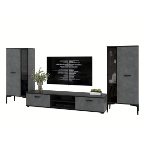 Набор мебели для гостиной NEO-8 (Черный/ Бетон портленд) Ш2955 В13250 Г335