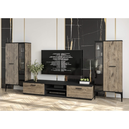 Набор мебели для гостиной NEO-8 (Черный/ Дуб веллингтон) Ш2955 В13250 Г335