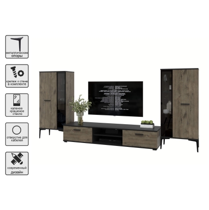 Набор мебели для гостиной NEO-8 (Черный/ Дуб веллингтон) Ш2955 В13250 Г335