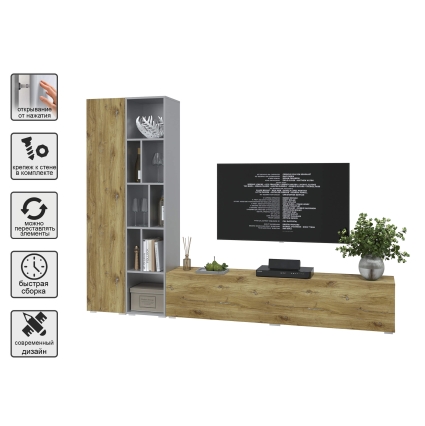 Набор мебели для гостиной NEO-9 (Серебро/ Дуб нокс) Ш2955 В13250 Г335