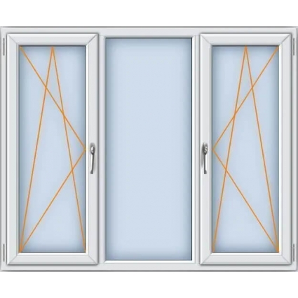 Окно ПВХ Брюсбокс 2- Поворотно-откидные створки 2000х1600х70 мм (Белый)