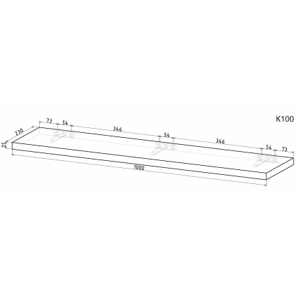 Полка К100 (Дуб Стирлинг) Ш1000 В25 Г230 Полка К100 (Дуб Стирлинг) Ш1000 В25 Г230