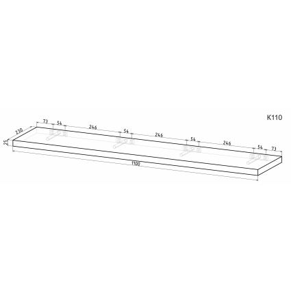 Полка К110 (Дуб Стирлинг) Ш1100 В25 Г230 Полка К110 (Дуб Стирлинг) Ш1100 В25 Г230