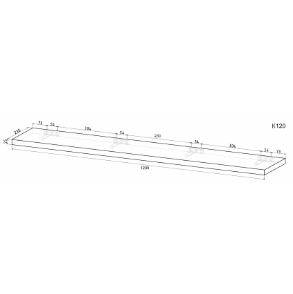 Полка К120 (Дуб Стирлинг) Ш1200 В25 Г230 Полка К120 (Дуб Стирлинг) Ш1200 В25 Г230