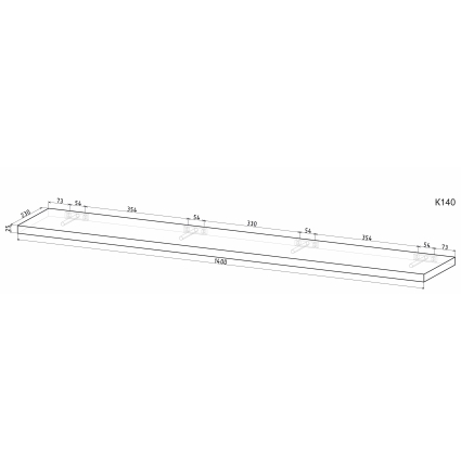 Полка К140 (Дуб Стирлинг) Ш1400 В25 Г230 Полка К140 (Дуб Стирлинг) Ш1400 В25 Г230