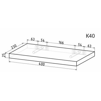 Полка К40 (Дуб Стирлинг) Ш400 В25 Г230 Полка К40 (Дуб Стирлинг) Ш400 В25 Г230