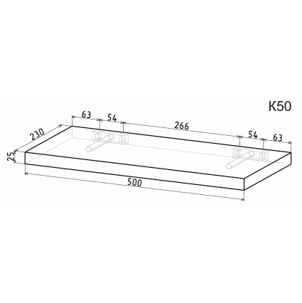 Полка К50 (Дуб Стирлинг) Ш500 В25 Г230 Полка К50 (Дуб Стирлинг) Ш500 В25 Г230