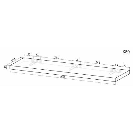 Полка К80 (Дуб Стирлинг) Ш800 В25 Г230 Полка К80 (Дуб Стирлинг) Ш800 В25 Г230