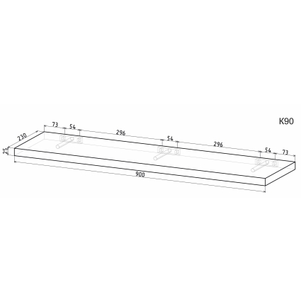 Полка К90 (Дуб Стирлинг) Ш900 В25 Г230 Полка К90 (Дуб Стирлинг) Ш900 В25 Г230