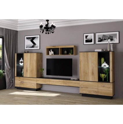 Набор мебели для гостиной Quartz-11 Ш4004 В1760 Г396 (Дуб Нокс/ Черный)