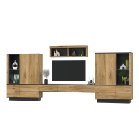 Набор мебели для гостиной Quartz-11 Ш4004 В1760 Г396 (Дуб Нокс/ Черный)